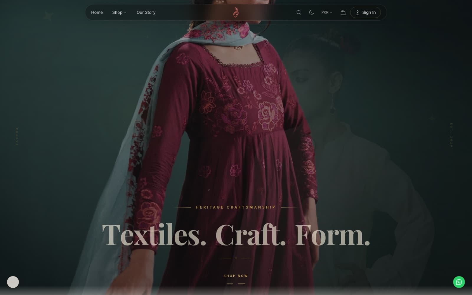 FASYHA storefront home with the embroidered collection hero